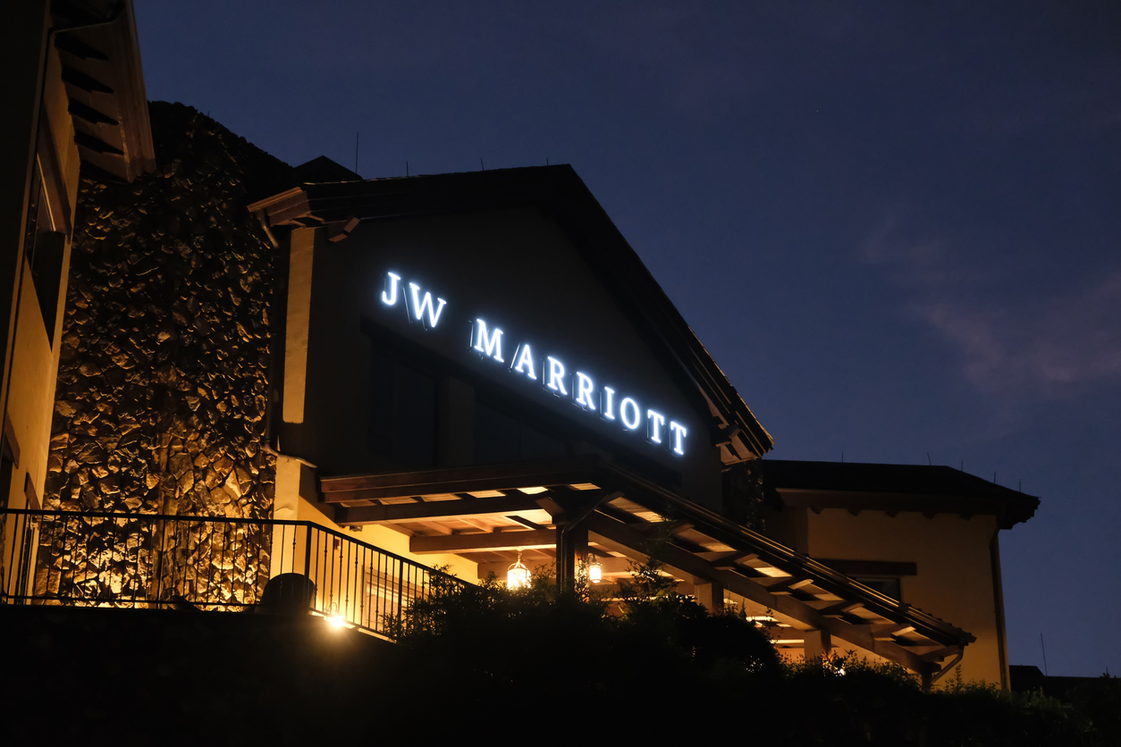 Consumer Cyclical (names I - Z) - Marriott International, Inc_ JW Marriott at night by- Robert Way via iStock